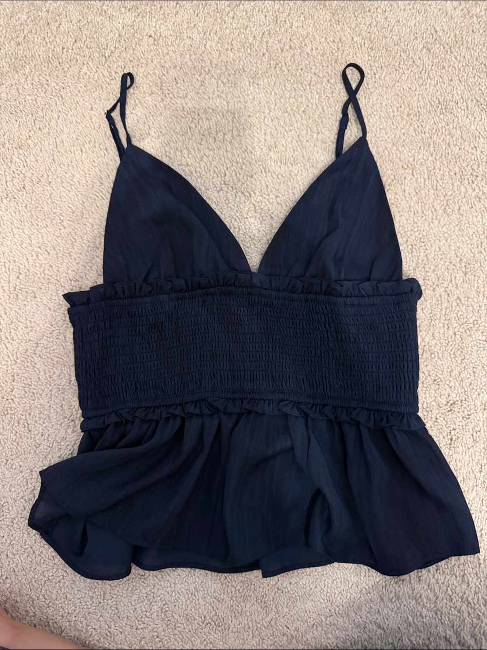 Storia Navy Smocked Peplum Cami